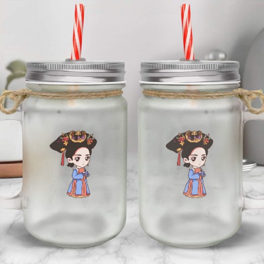 HAND PAINTED GIRL IMAGE Mason Jar Cups
