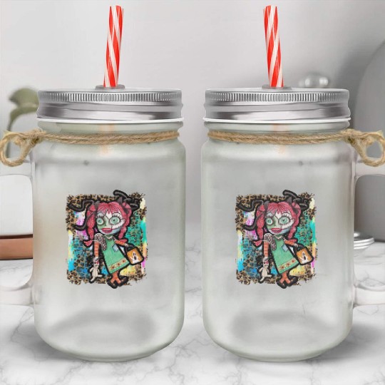 Halloween Zombie Rag Doll Tie Dye Mason Jar Cups