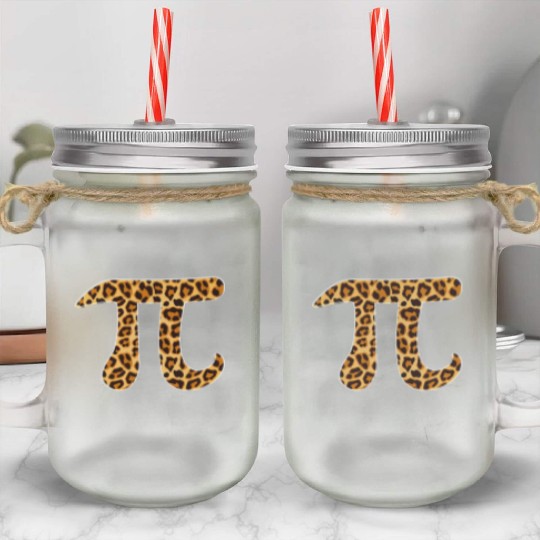 Pi Leopard Print Skin Cheetah Pi Day Math Nerd Mason Jar Cups
