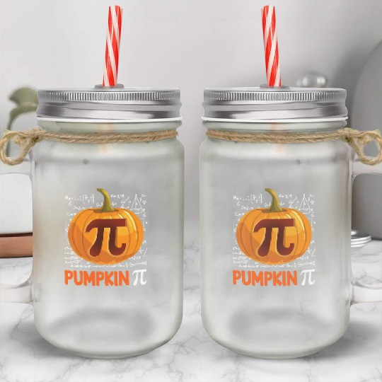 Pumpkin Pi Math Halloween Thanksgiving Funny Pi Mason Jar Cups