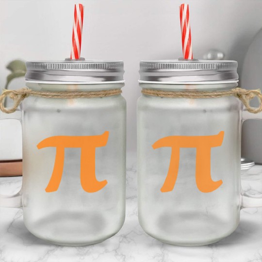 Pi symbol Mason Jar Cups for pi day 3 14 orange symbol