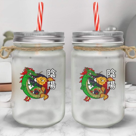 Dragon Koi Fish Good Bad | Japanese Culture Mason Jar Cups