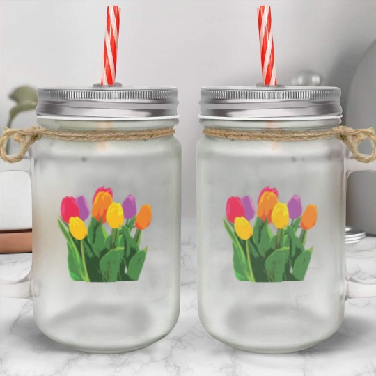 Tulip Garden Gardening Mason Jar Cups