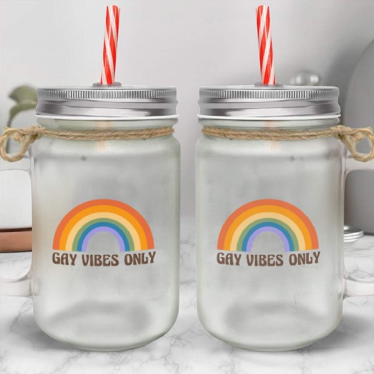 Lgbtq Gay Pride Month Rainbow Love Is Love Mason Jar Cups