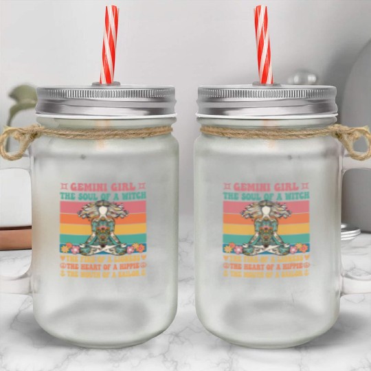 Gemini Girl Astrology Sign Mason Jar Cups