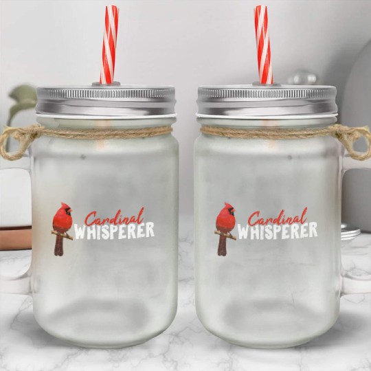 Cardinal Whisperer Northern Cardinal Bird Red Card Mason Jar Cups