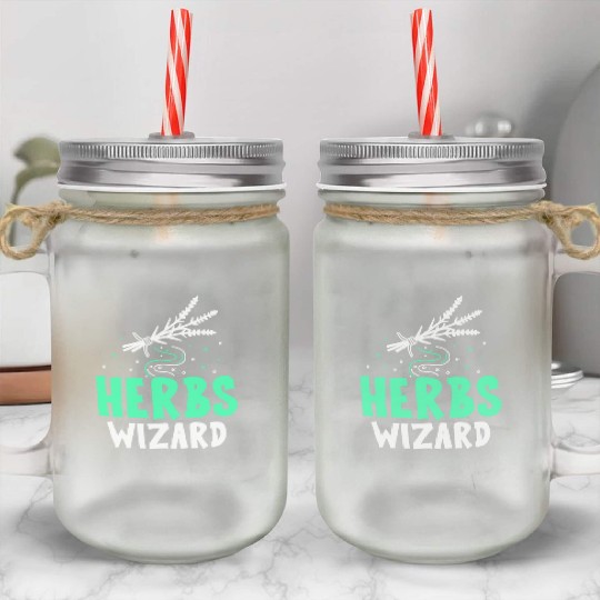 Herbs Wizard Herbalist Herb Herbalism Gardening Mason Jar Cups