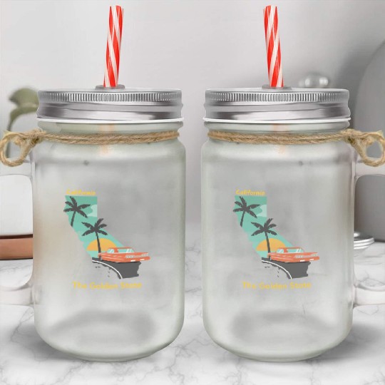 California The Golden State Mason Jar Cups