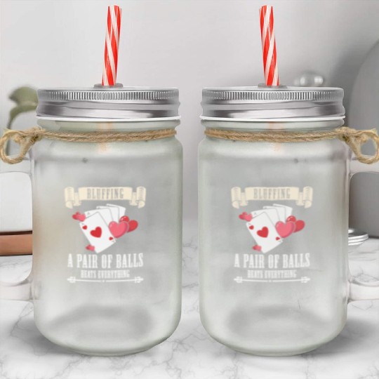 Card Game Blackjack All In Mason Jar Cups