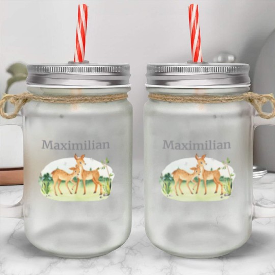 Waldtier Reh Flowers Name Maximilian Mason Jar Cups