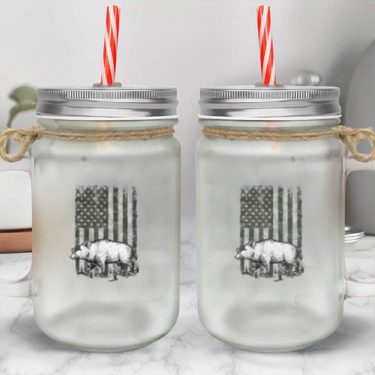 Patriotic Wild Boar Hunting Season For Hog Mason Jar Cups
