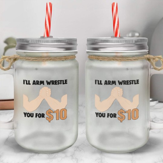 Arm Wrestling Funny Muscle Man Arm Fighting Mason Jar Cups