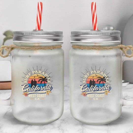 Surf Paradise Mason Jar Cups