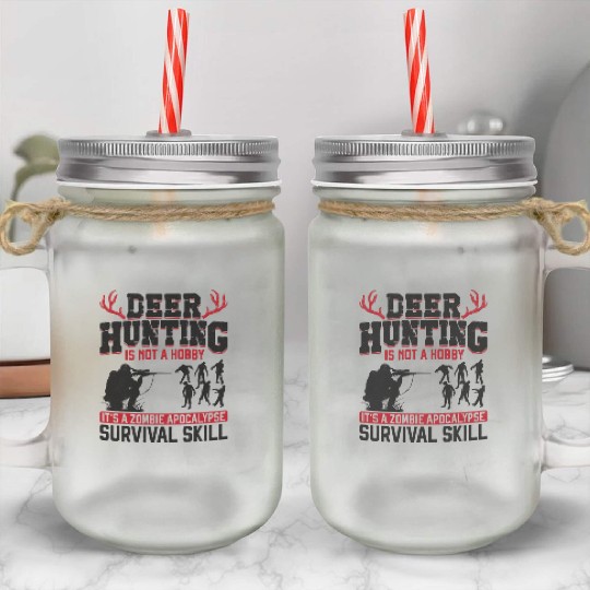 Buck Deer Hunting Hunter Zombie Mason Jar Cups