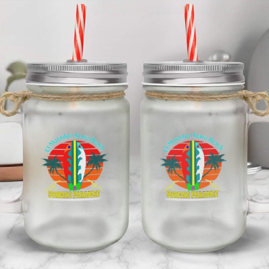 el matador state beach surfing paradise Mason Jar Cups