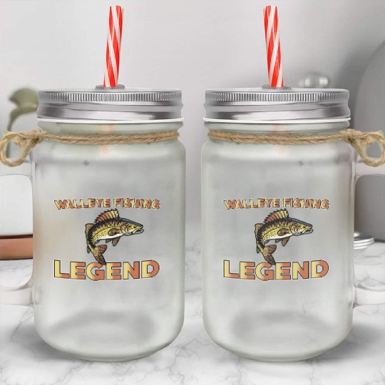 Great Walleye Fishing Legend Mason Jar Cups