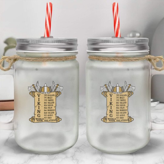 Viking World Tour For Vikings Lover Mason Jar Cups