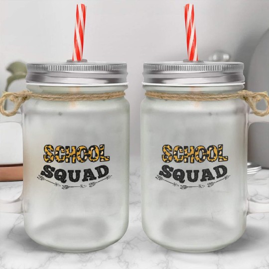 School Squad Leopard Back To School Mason Jar Cups