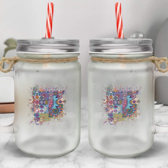 Joyful mosaic Mason Jar Cups