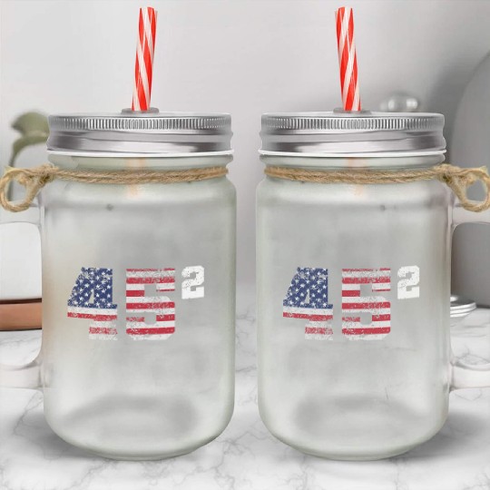 Trump 45 Squared Republican Mason Jar Cups