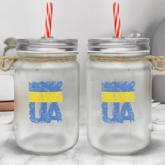 I stand with Ukraine. Support Ukraine. Stop War Mason Jar Cups