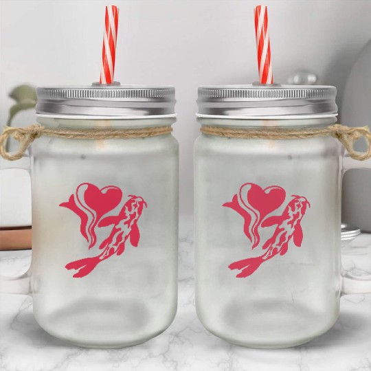 koi fish I Love Mason Jar Cups