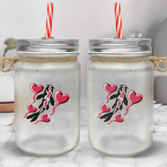 hearts koi fish nishikigoi Mason Jar Cups