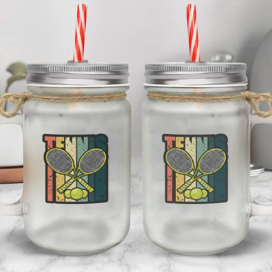 Tennis Player Present Tennis Club Coach Sport Mason Jar Cups