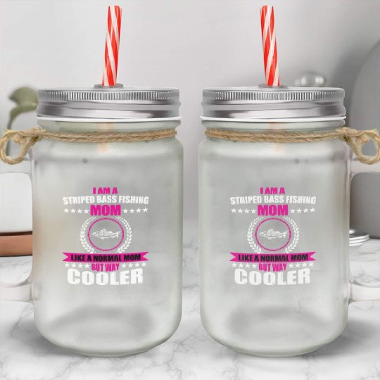 Striped Bass Fishing Mom Mason Jar Cups