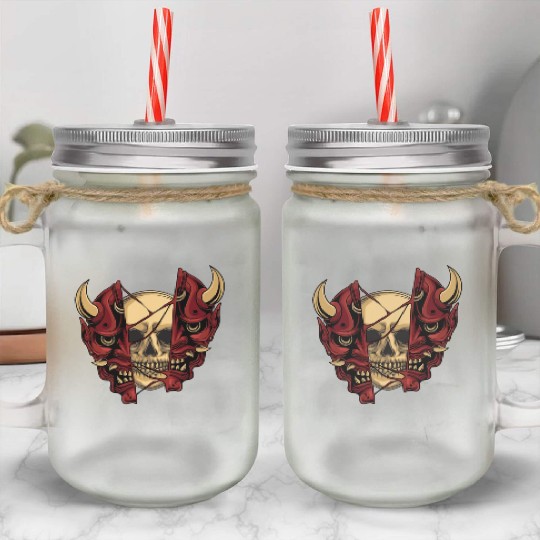 Japanese style skull Mason Jar Cups