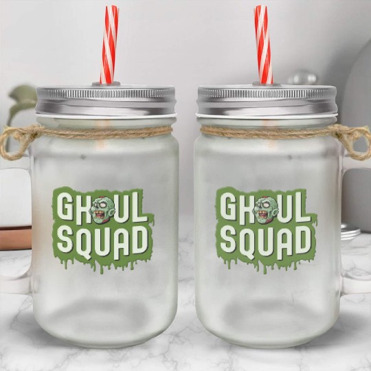 Ghoul Squad Creepy Scary Zombie Cute Halloween Mason Jar Cups