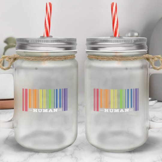 Human LGBT Rainbow Flag Mason Jar Cups