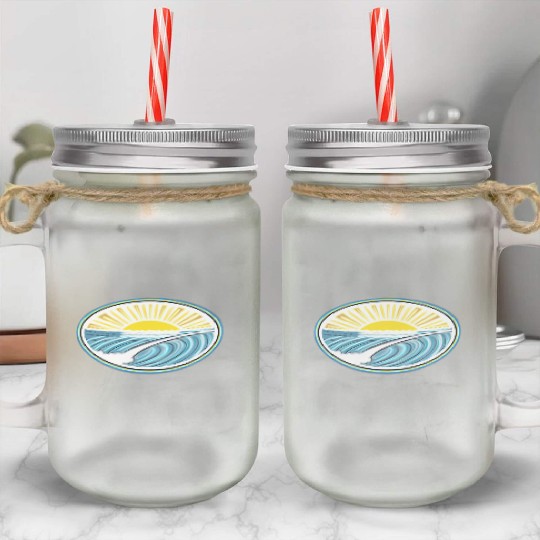 Surf Sunrise Oval Mason Jar Cups