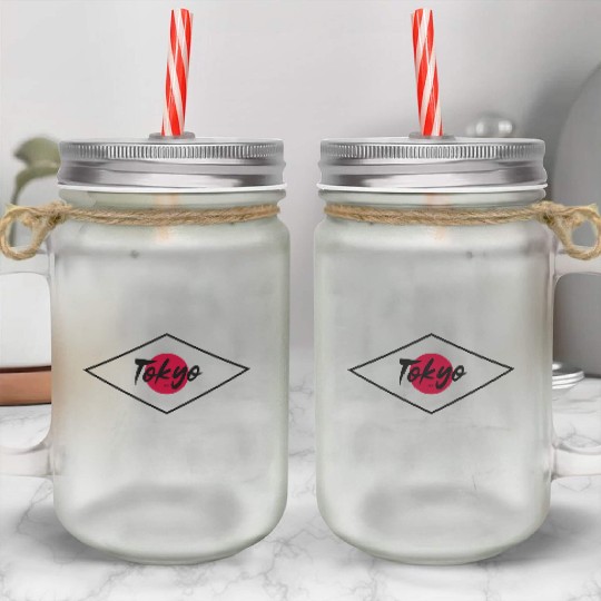 Tokyo Japan Badge Mason Jar Cups