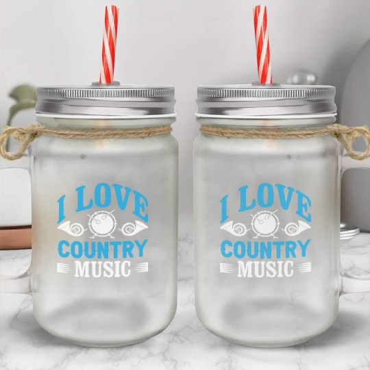 I love Country Music Mason Jar Cups