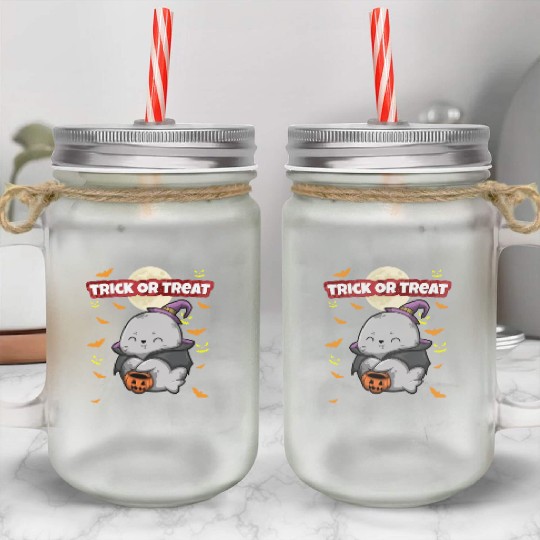 Trick Or Treat Scary Creepy Halloween Monster Mason Jar Cups