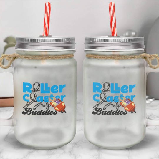 Roller Coaster Friends Besties Mason Jar Cups