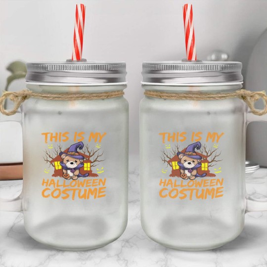 Scary Creepy Animal This Is My Halloween Costume Mason Jar Cups
