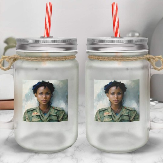Beautiful US army combat medic painting Mason Jar Cups