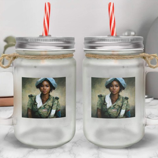 Beautiful US army combat medic painting Mason Jar Cups