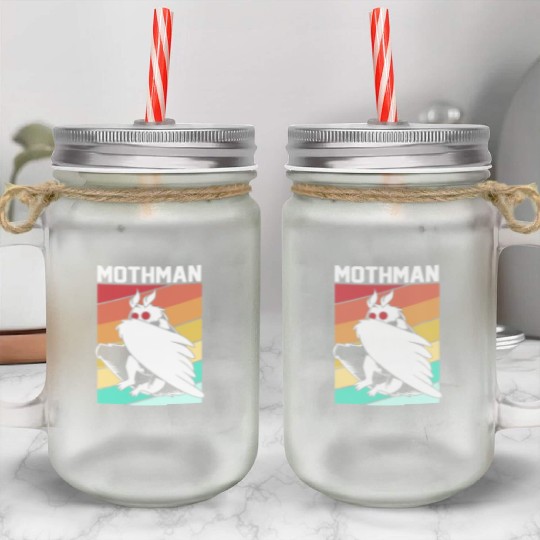 Retro Mothman Cryptid 80s Vintage Mothman Mason Jar Cups