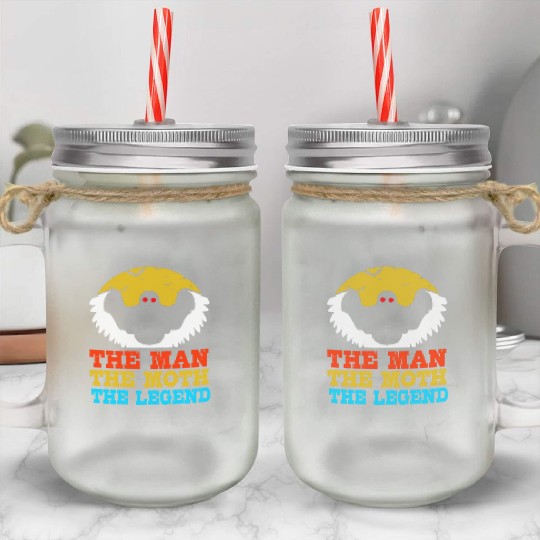 Retro Mothman Cryptid The Man The Moth The Legend Mason Jar Cups