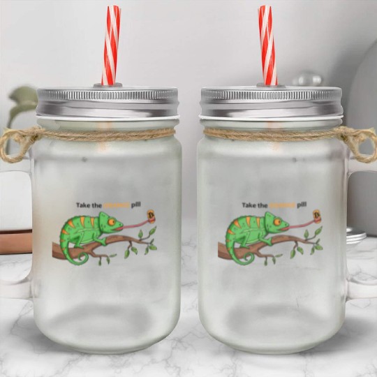 Bitcoin Chameleon BTC logo Crypto lover Hodl Mason Jar Cups