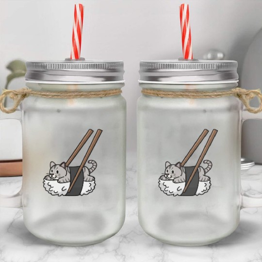 American Shorthair Cat Nigiri Sushi Mason Jar Cups