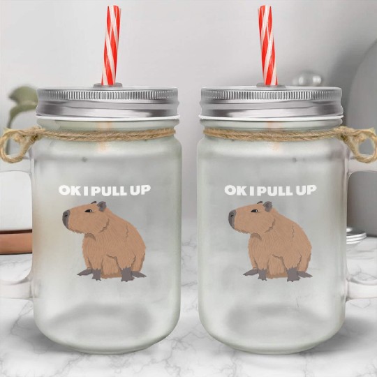 Ok I Pull Up Capybara Funny Meme Capybara Lover Mason Jar Cups