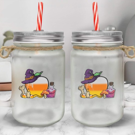 Halloween Candy Corn Apple Mason Jar Cups