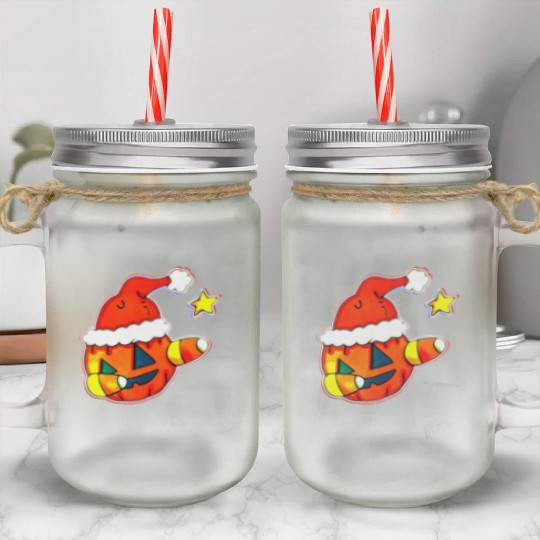 Jack O Lantern Dabbing Christmas Mason Jar Cups