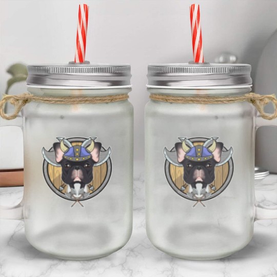 French Bulldog I Valhalla I Viking Mason Jar Cups
