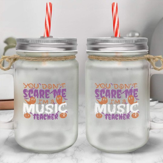 Ghost Pumpkin Music Teacher Halloween Mason Jar Cups
