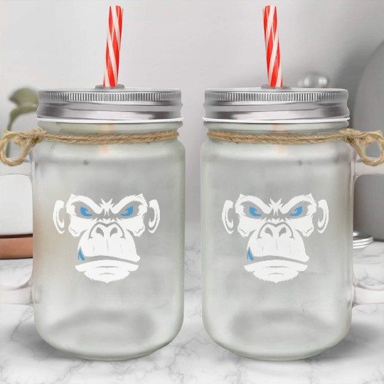 Monkey Head Angry Monkey Face Mason Jar Cups